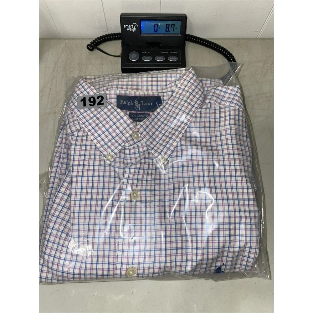 Polo Ralph Lauren Yarmouth Shirt 17 1/2 34/35 Long Sleeve Check Picnic Pink Blue